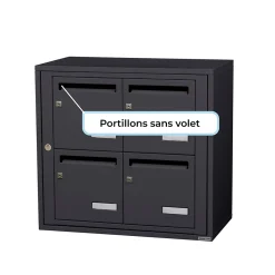 Bloc collectif leabox.com, 2x2, grade 3, simple face, Intérieur, fixation murale, gris anthracite RAL 7016 finition brillante