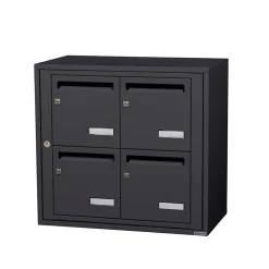 Bloc collectif leabox.com, 2x2, grade 3, simple face, Intérieur, fixation murale, gris anthracite RAL 7016 finition brillante