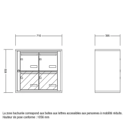 Bloc collectif leabox.com, 2x2, grade 3, simple face, Intérieur, fixation murale, gris anthracite RAL 7016 finition brillante