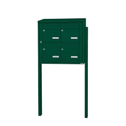 Bloc collectif leabox.com, 2x2, grade 3, simple face, Extérieur, fixation sur pieds à sceller, Vert mousse RAL 6005 brillant