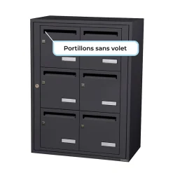 Bloc collectif leabox.com, 2x3, grade 3, simple face, Intérieur, fixation murale, gris anthracite RAL 7016 finition brillante