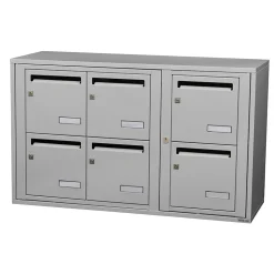 Bloc collectif leabox.com, 3x2, grade 3, simple face, Intérieur, fixation murale, Gris clair RAL 7035 finition brillante