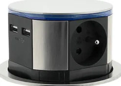 Bloc encastrable compact 3 prises + 2 ports USB Otio