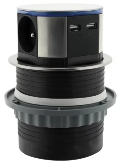 Bloc encastrable compact 3 prises + 2 ports USB Otio