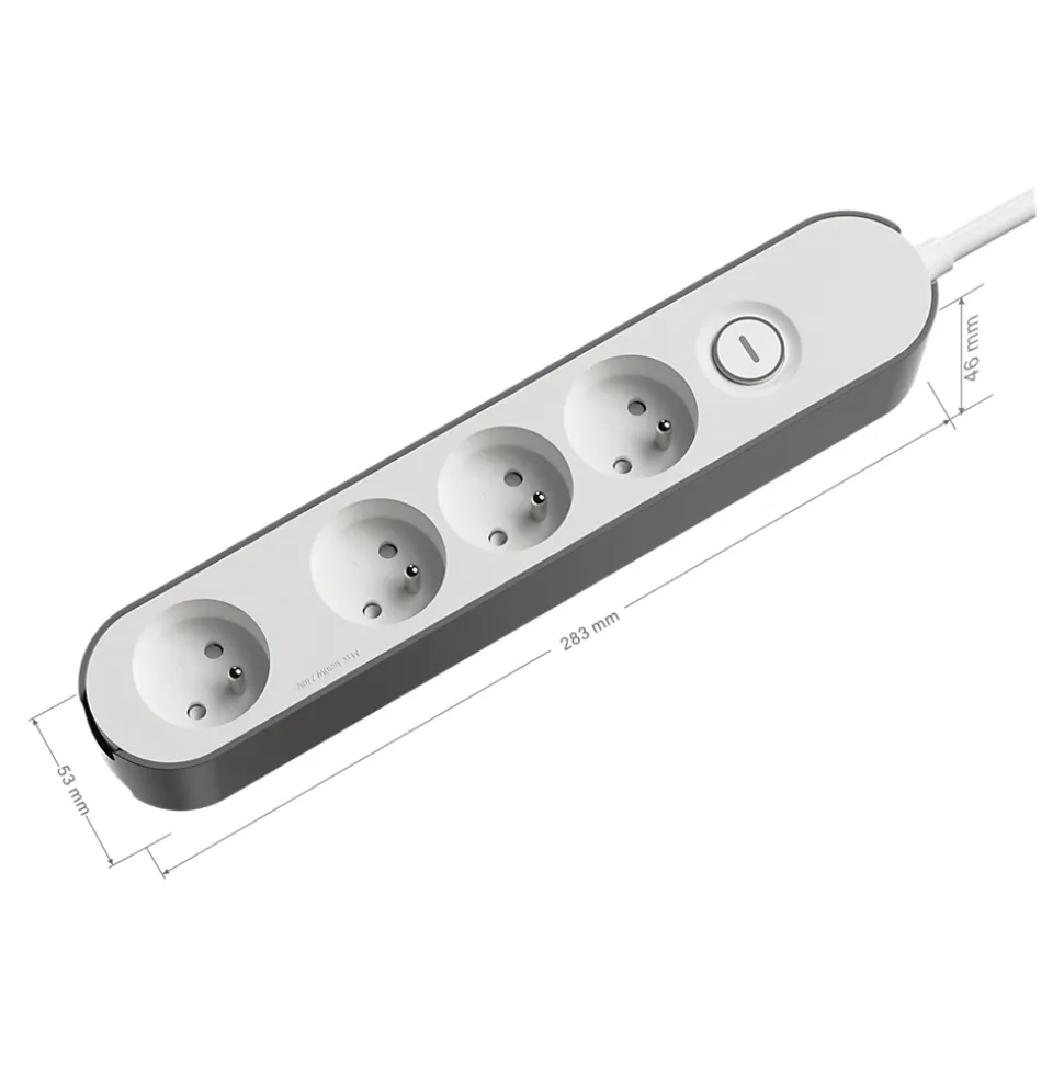 Bloc multiprise 4 ports Jacobsen blanc et gris