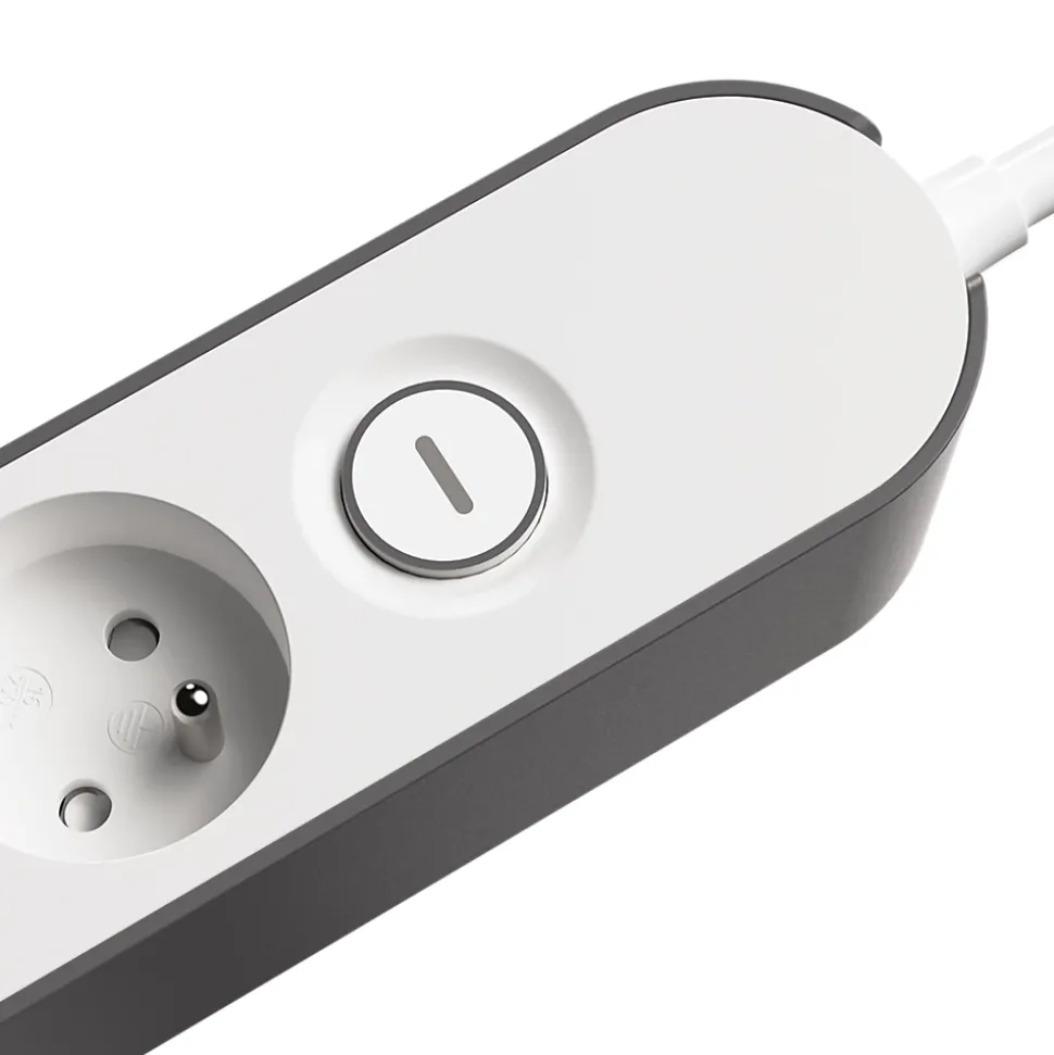 Bloc multiprise 4 ports Jacobsen blanc et gris