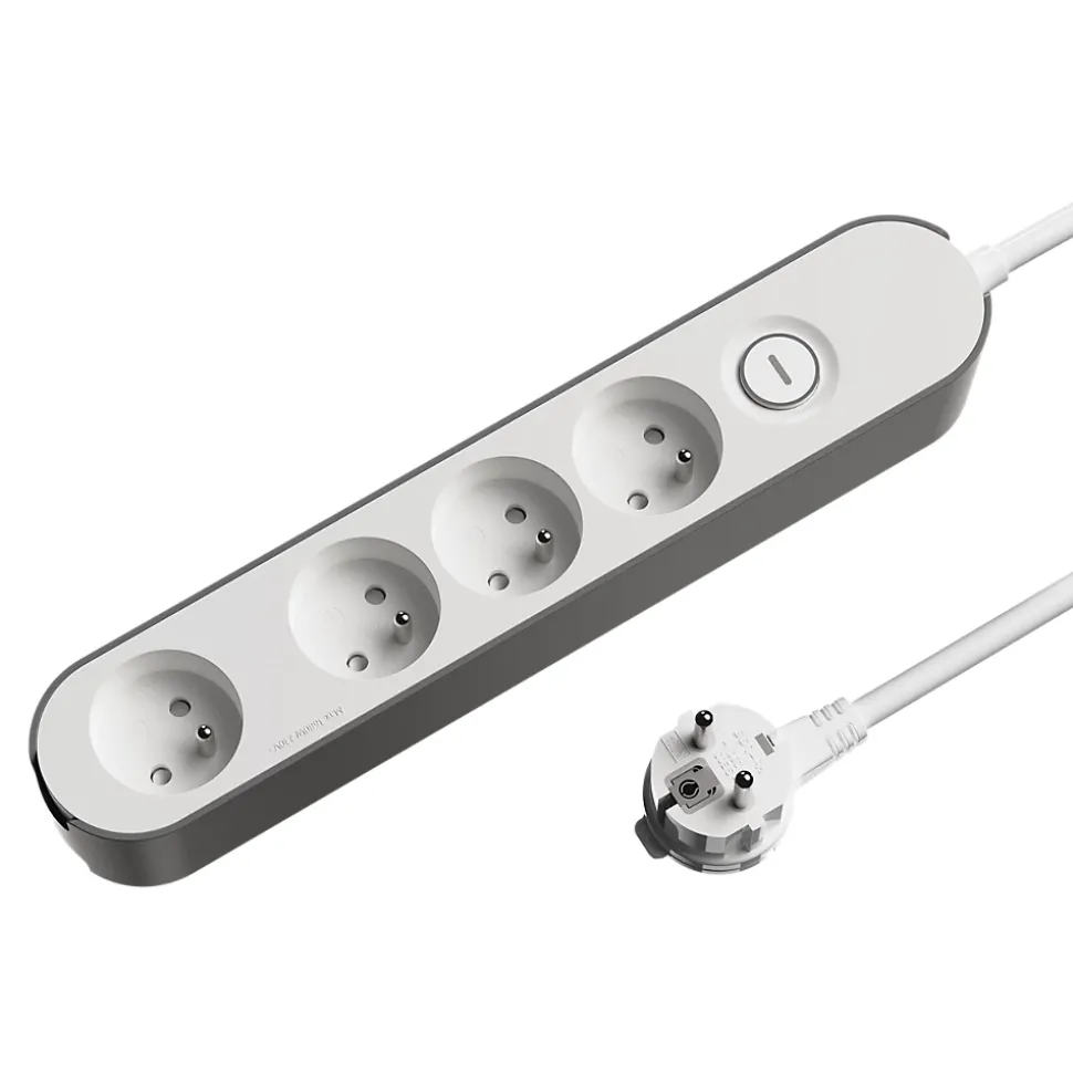 Bloc multiprise 4 ports Jacobsen blanc et gris
