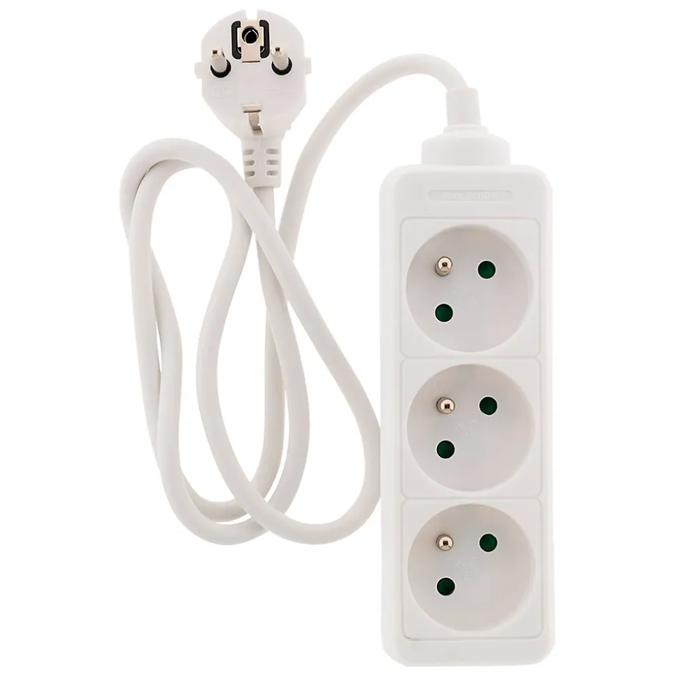 Bloc multiprise 3 prises 2P+T 16A blanc - Zenitech