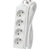 Bloc multiprise 4x16A 3500W câble 5m - blanc - Chacon