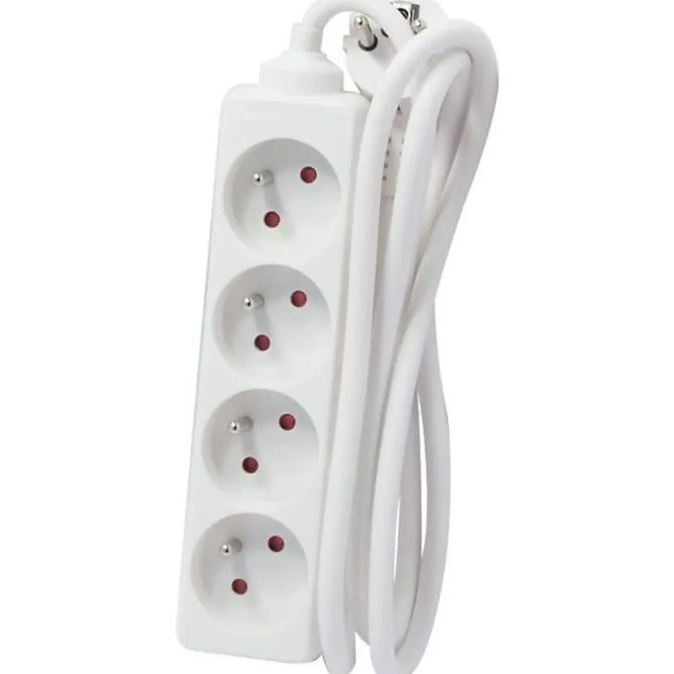Bloc multiprise 4x16A 3500W câble 5m - blanc - Chacon