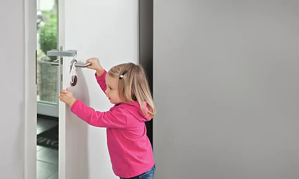 Bloque porte en mousse avec cordelette à accrocher