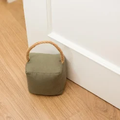Bloque-porte Rei tissu vert kaki ⌀11x H. 28 cm