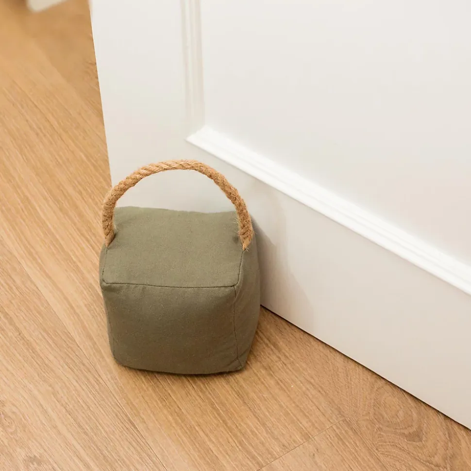 Bloque-porte Rei tissu vert kaki ⌀11x H. 28 cm