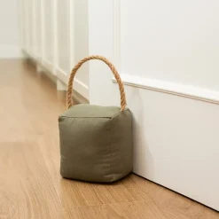 Bloque-porte Rei tissu vert kaki ⌀11x H. 28 cm