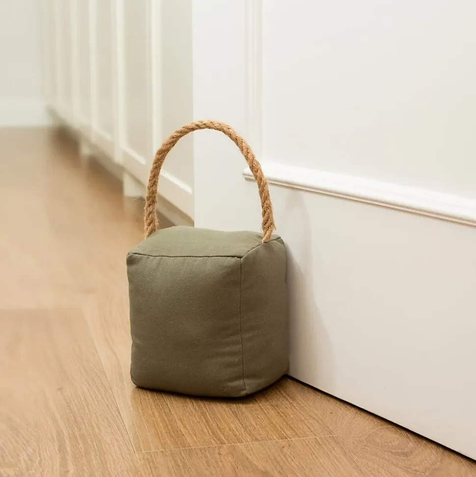 Bloque-porte Rei tissu vert kaki ⌀11x H. 28 cm