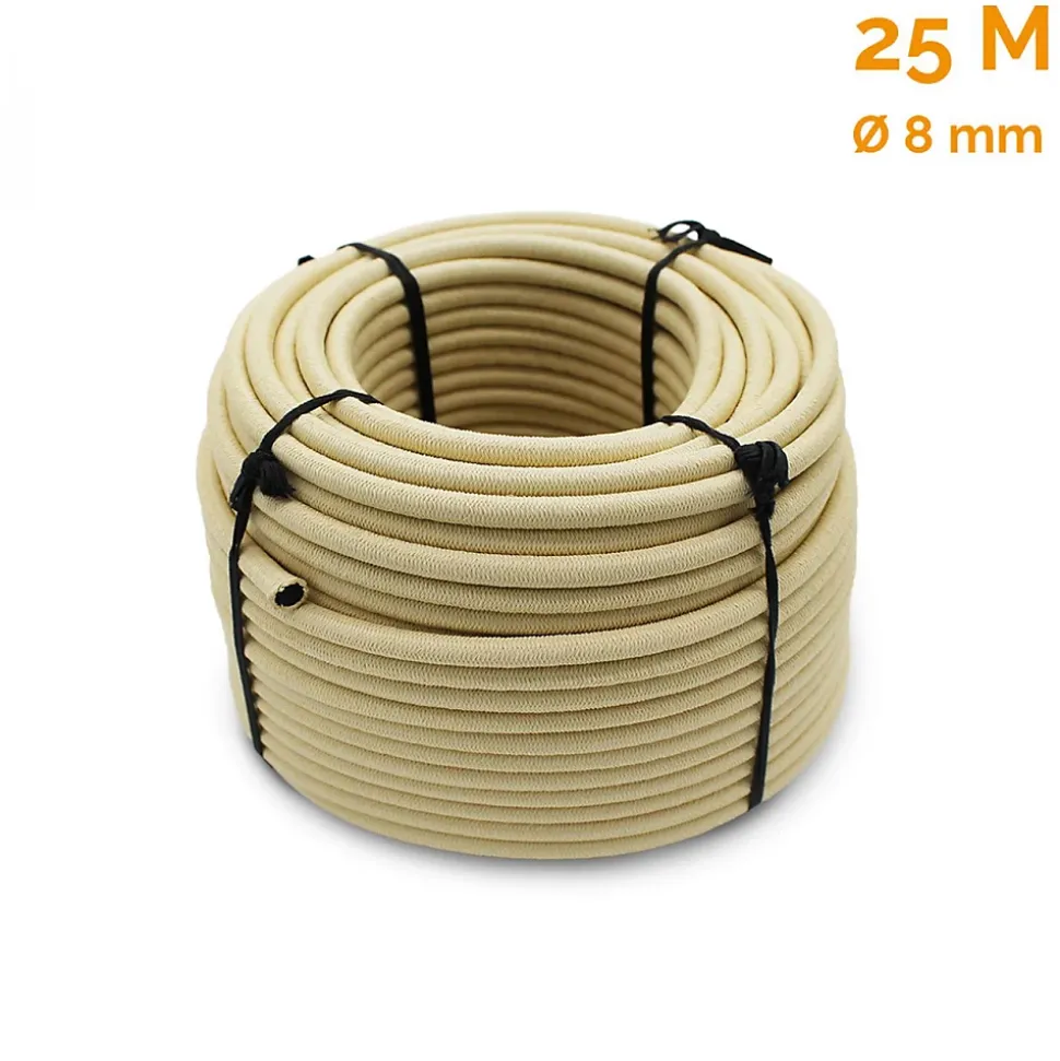 Bobine, rouleau de tendeur élastique - 25 mètres x 8 mm - Beige - Linxor