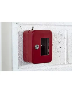 Boite à clés vitrée murale, acier, vitre interchangeable, 152x118x80mm, 2 clés, rouge - THIRARD