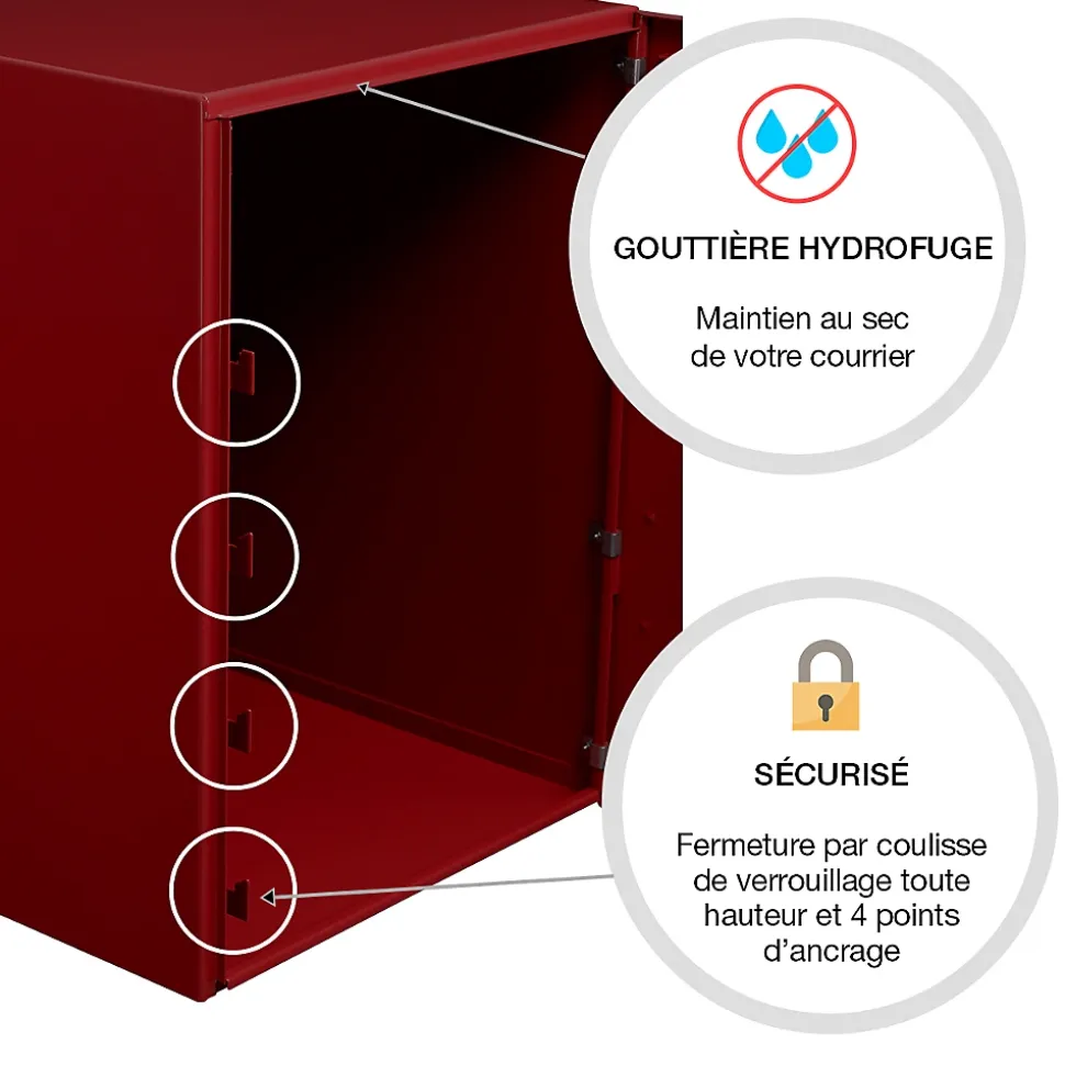 Boite à colis Atout 1 porte Rouge brillant RAL 3004 B