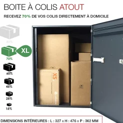 Boite à colis Atout 1 porte gris anthracite mat sablé RAL 7016 MS