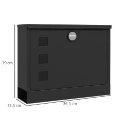 Boite aux lettres murale verrouillable 2 clés matériel de montage inclus dim. 36,5 x 11,5 x 29 cm métal anthracite