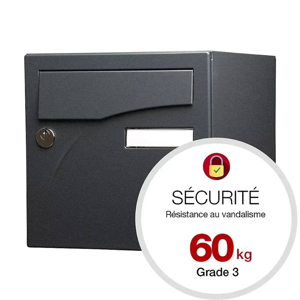 Boite aux lettres Préface 1 porte Noir Sablé RAL 2100 MS