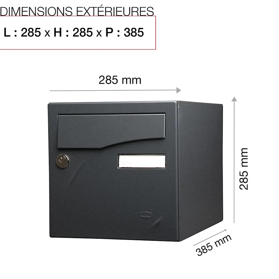 Boite aux lettres Préface 1 porte Noir Sablé RAL 2100 MS