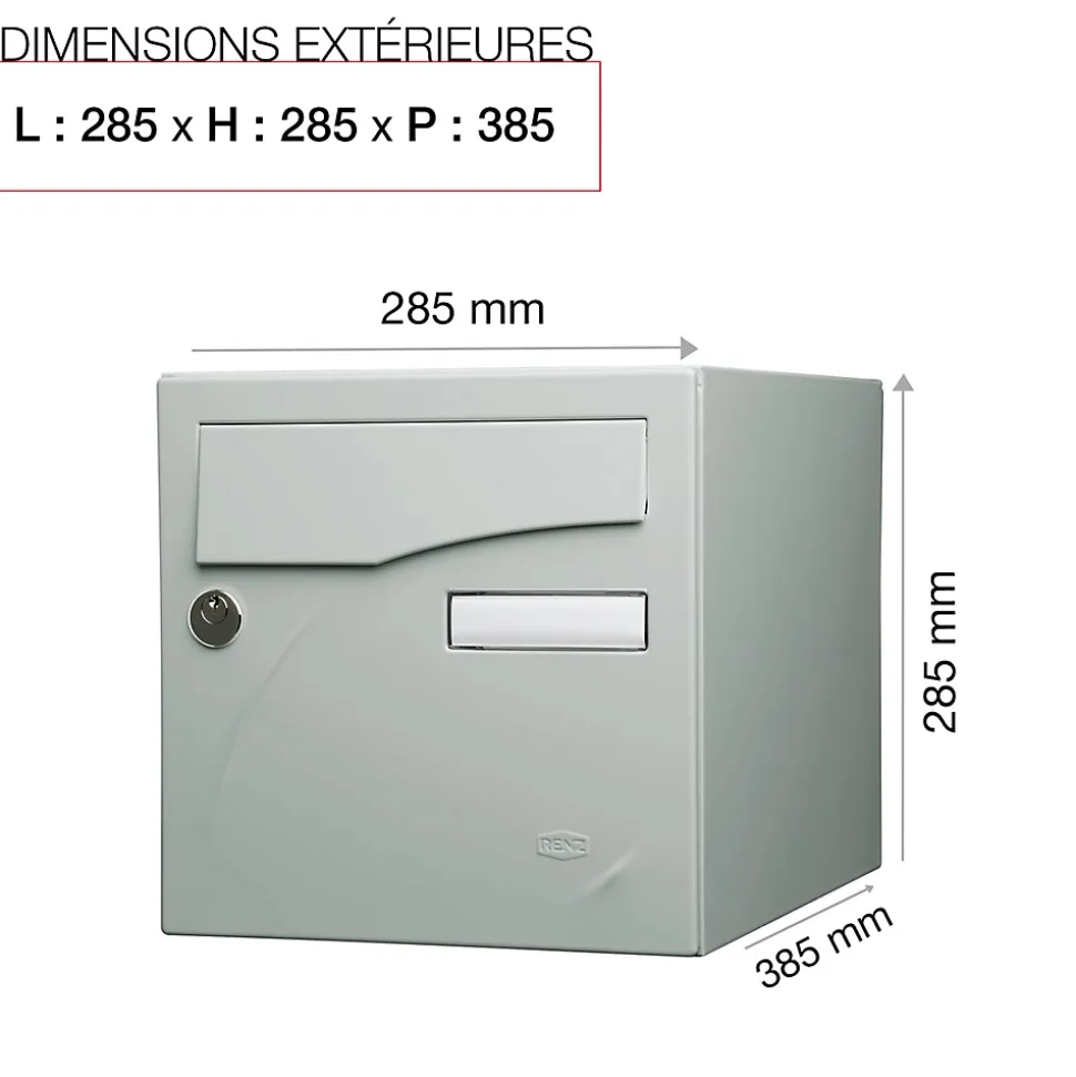 Boite aux lettres Préface 1 porte Gris polaire mat RAL 9006 M