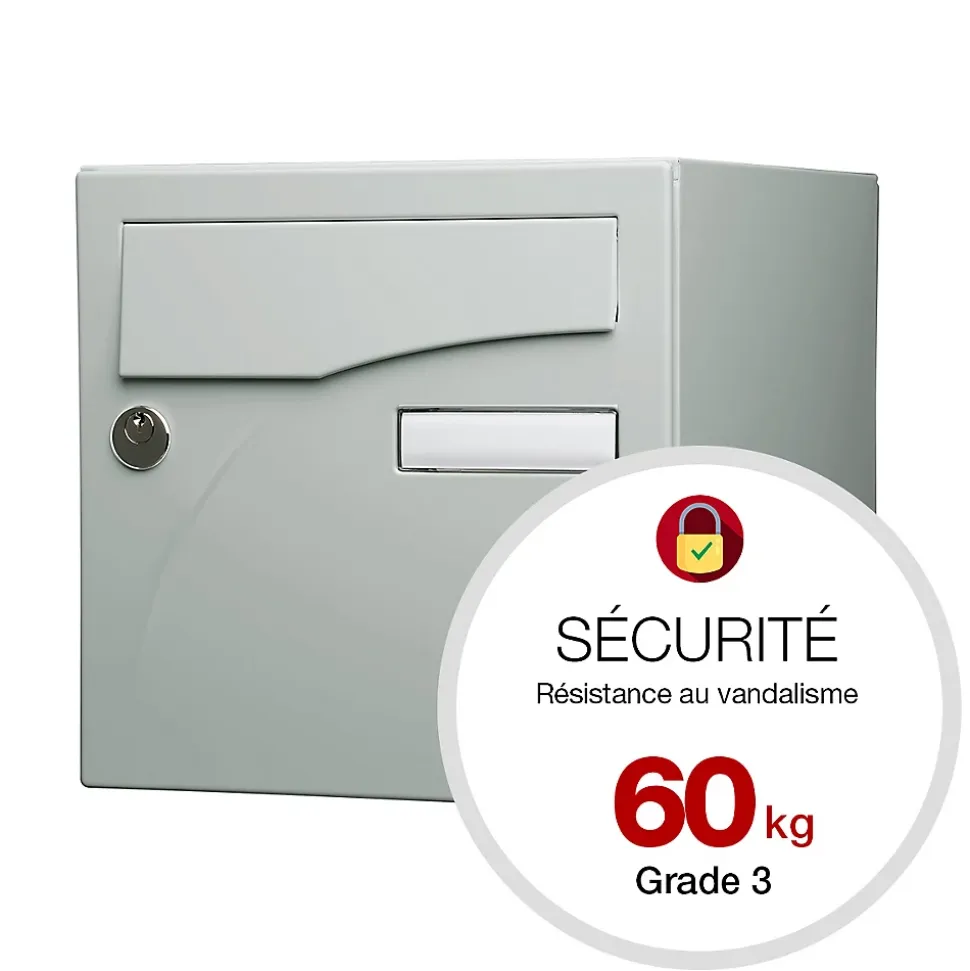 Boite aux lettres Préface 1 porte Gris polaire mat RAL 9006 M
