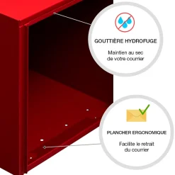Boite aux lettres Préface 1 porte Rouge pourpre brillant RAL 3004B