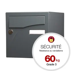 Boite aux lettres Préface 1 porte Gris anthracite mat RAL 7016 M