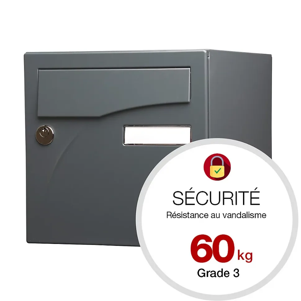 Boite aux lettres Préface 1 porte Gris anthracite mat RAL 7016 M