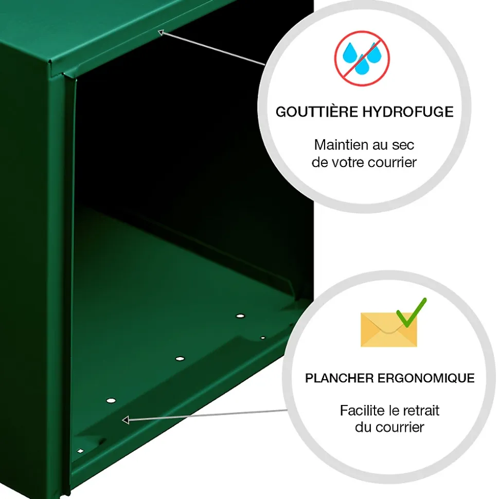 Boite aux lettres Préférence 2 portes vert brillant 6005B