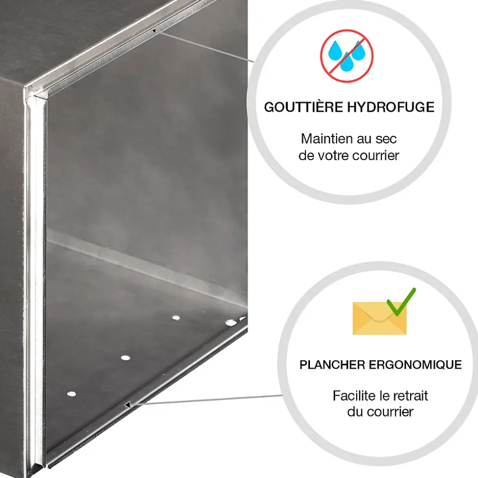 Boite aux lettres Rivage 2 portes inox brossé