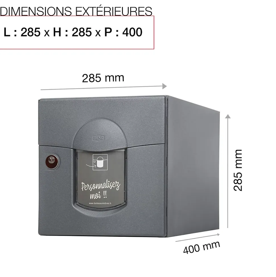 Boite aux lettres Soléa 2 portes Gris anthracite aspect sablé REN 0206MS