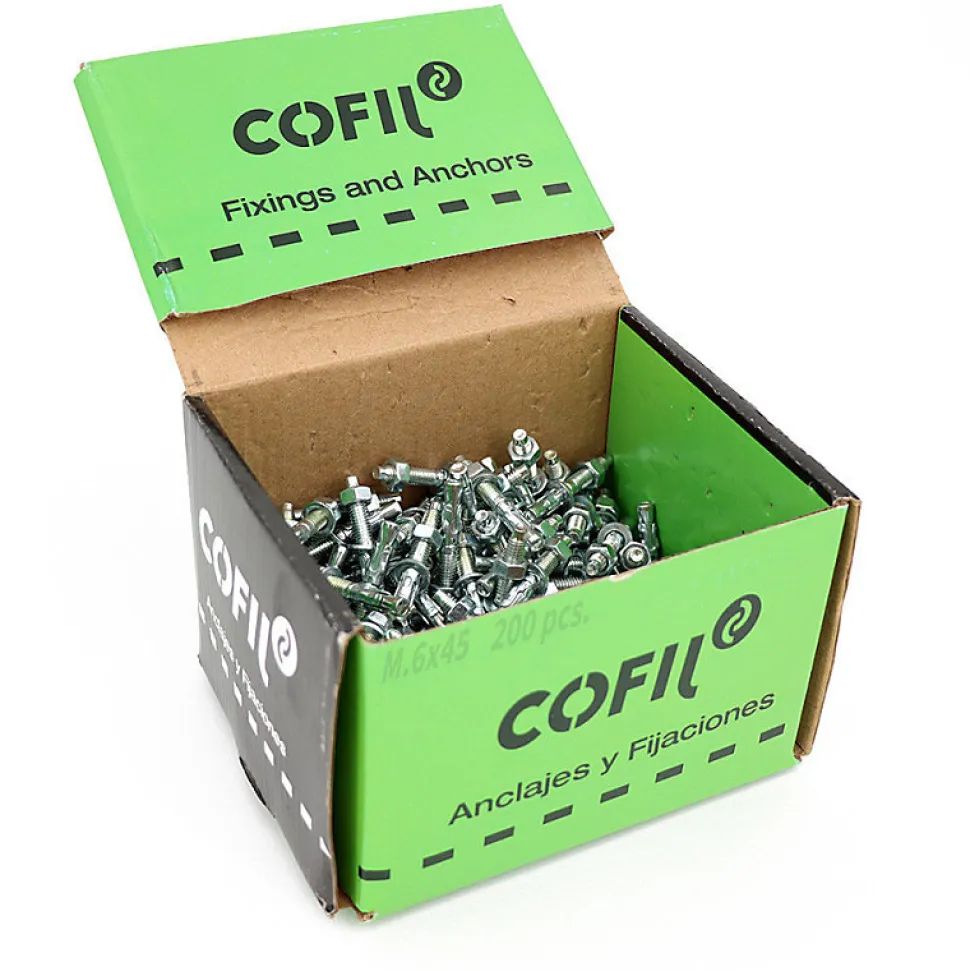 Boite de 200 Goujons d'ancrage métallique M.6x45mm