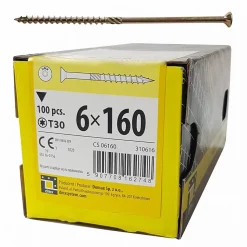 BOITE DE 100 VIS À TÊTE FRAISÉE 6 x 160, EMPREINTE TORX