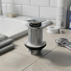 Bonde chromée quick-clac sans trop-plein 100mm pour vasque Flomasta