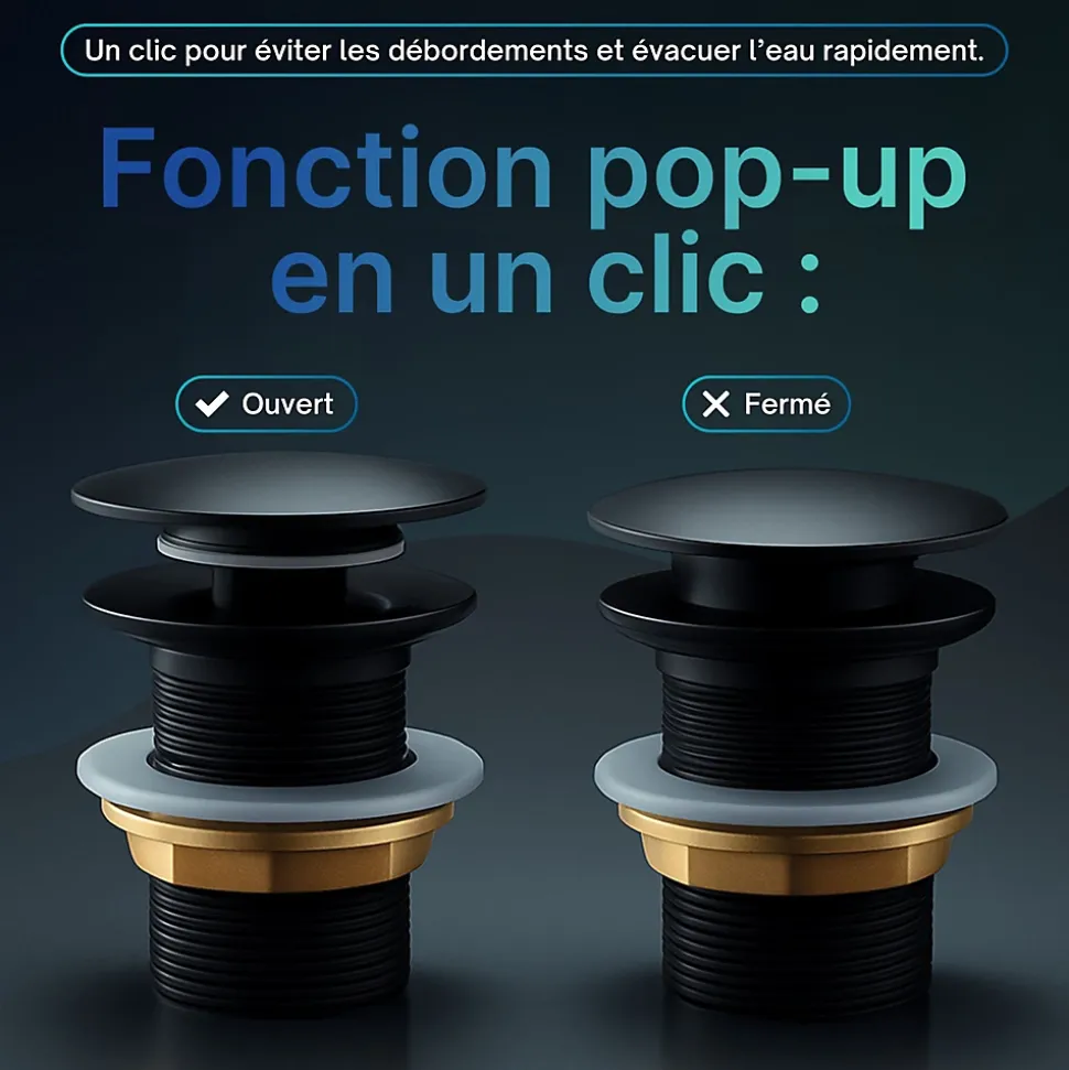 Bonde clic-clac - Push System - Coloris Noir mat