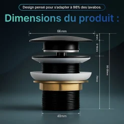 Bonde clic-clac - Push System - Coloris Noir mat