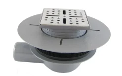 Bonde de douche centrale horizontale gris Galedo Showerplate