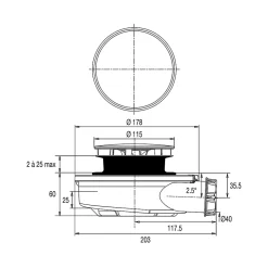 Bonde de douche extra plate Valentin Flush Ø90mm