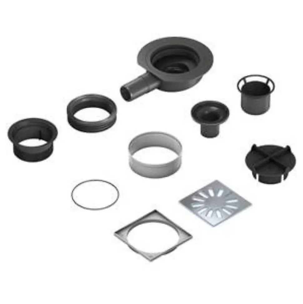 Bonde de douche sortie horizontale extra-plat WEDI Fundo Mini Max grille carrée