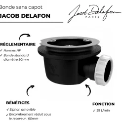 Bonde de douche sortie horizontale sans capot JACOB DELAFON