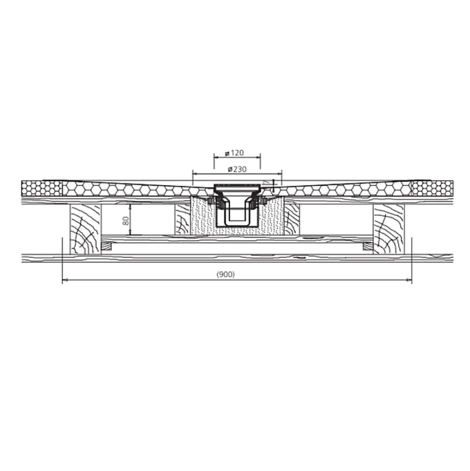 Bonde de douche sortie verticale WEDI avec grille carrée