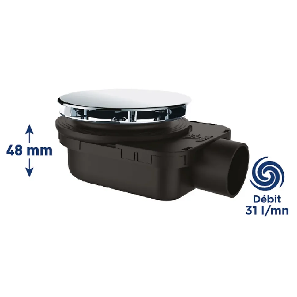 Bonde de douche ultra plate Valentin Smart Ø90mm
