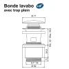Bonde de lavabo ø 71 mm Rousseau avec clapet clic clac ou fixe noir