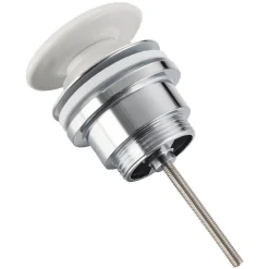 Bonde de lavabo en laiton Click-Clack modèle D universelle pour lavabo 1/4 de pouce avec tête en céramique blanche
