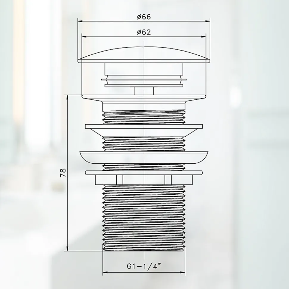 Bonde de Lavabo Pop-up en Laiton sans Trop-plein Chromé G 1-1/4"