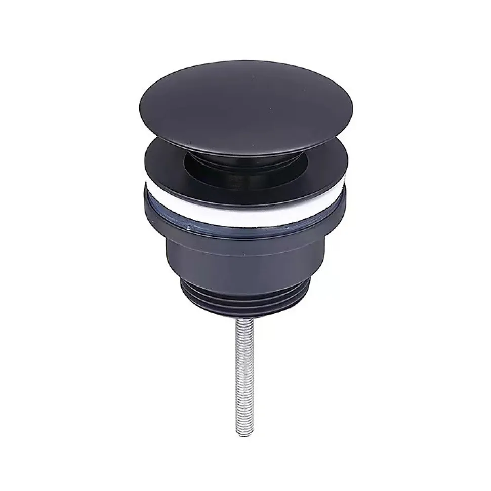 Bonde de lavabo, vasque, evier universelle noir sans trop plein, Bonde Pop Up (push-up) Automatique LuxuryBain