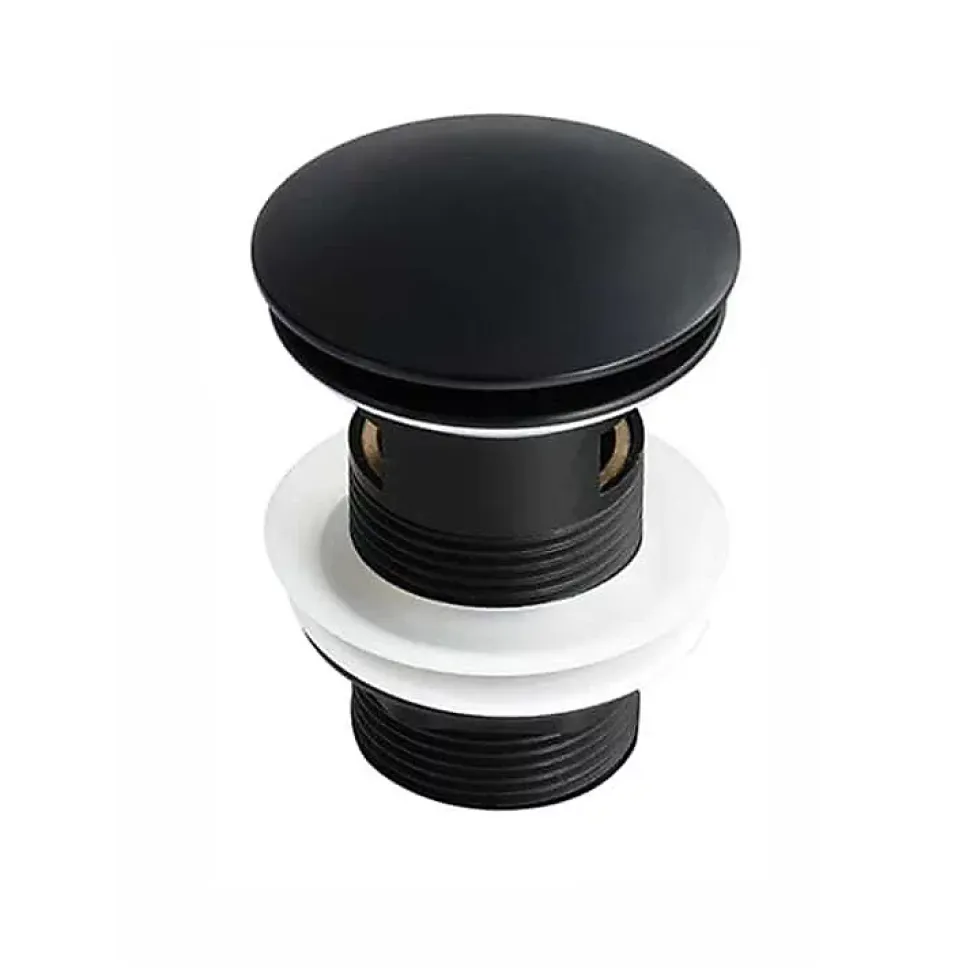 Bonde de lavabo, vasque, evier universelle noir avec trop plein, Bonde Pop Up (push-up) Automatique LuxuryBain